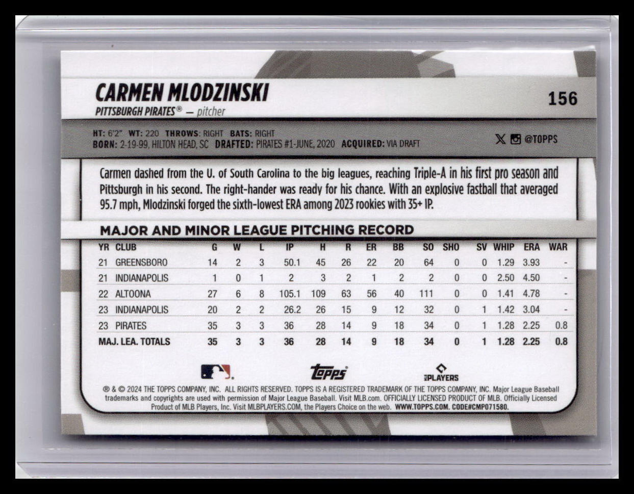 2024 Topps Big League #156 Carmen Mlodzinski