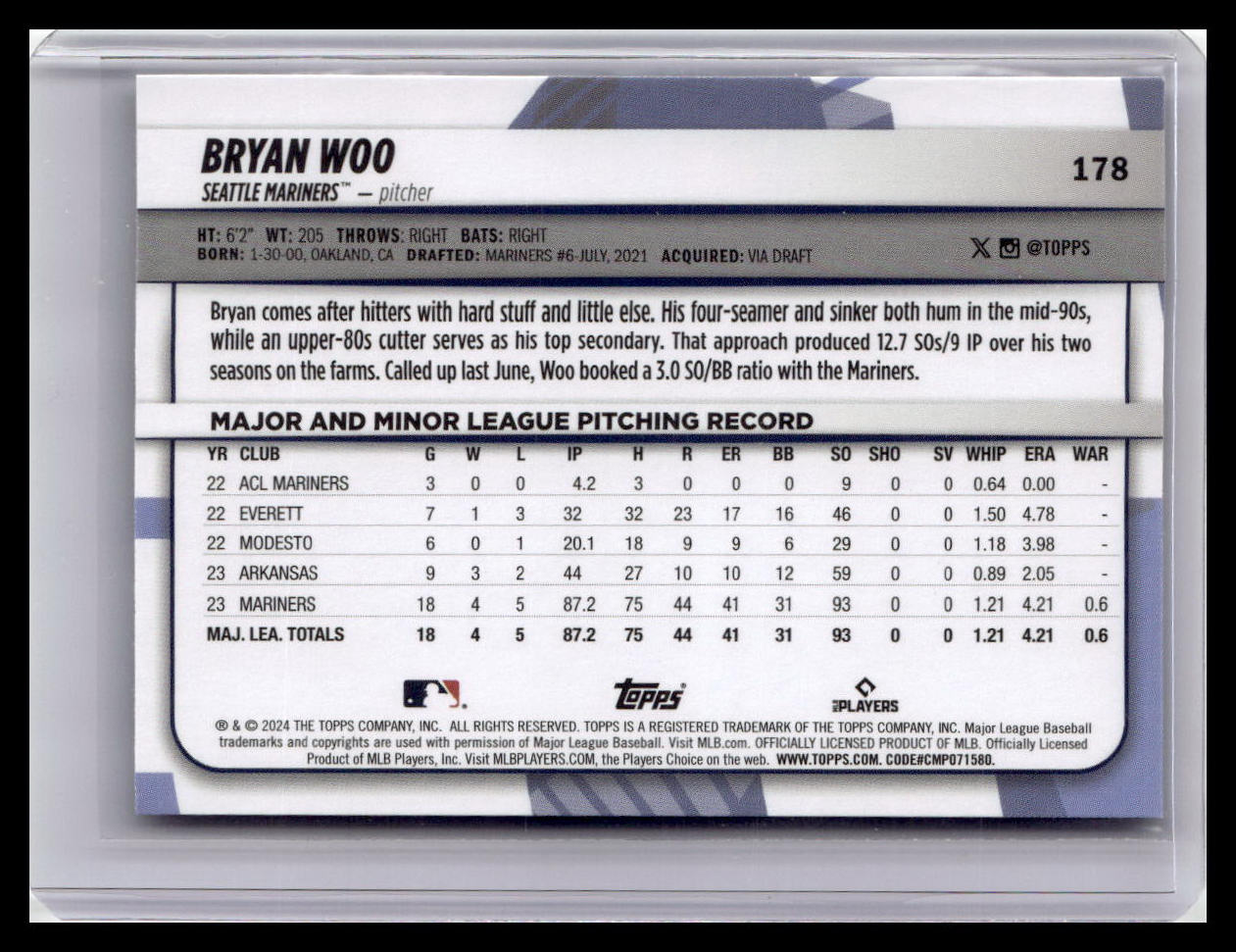 2024 Topps Big League #178 Bryan Woo