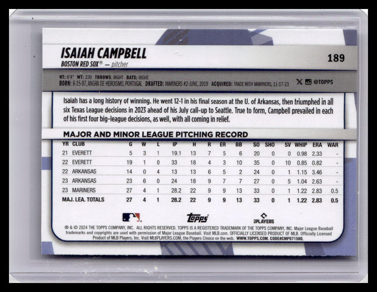 2024 Topps Big League #189 Isaiah Campbell