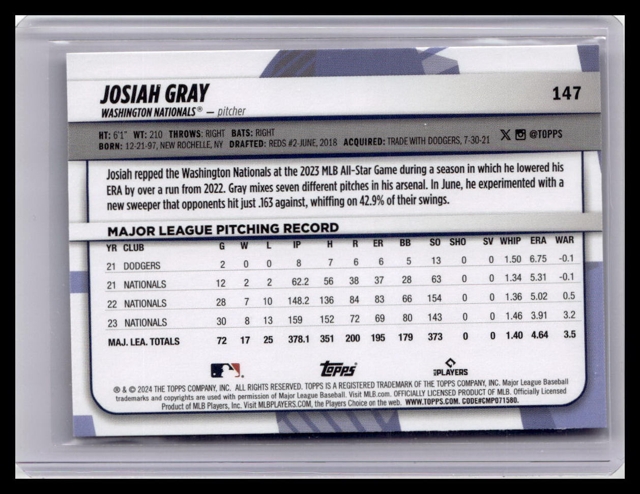2024 Topps Big League #147 Josiah Gray