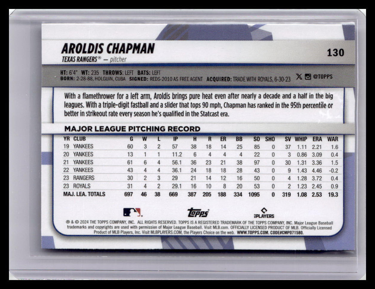 2024 Topps Big League #130 Aroldis Chapman