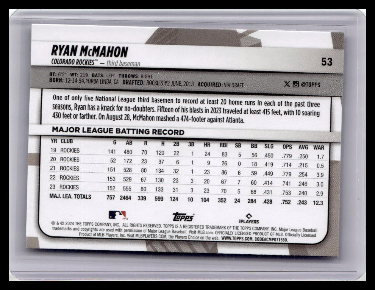 2024 Topps Big League #53 Ryan McMahon