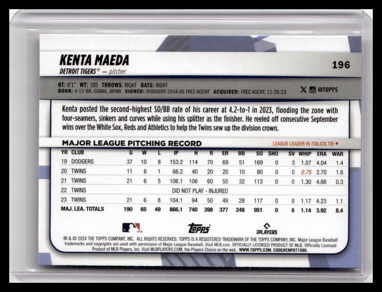 2024 Topps Big League #196 Kenta Maeda