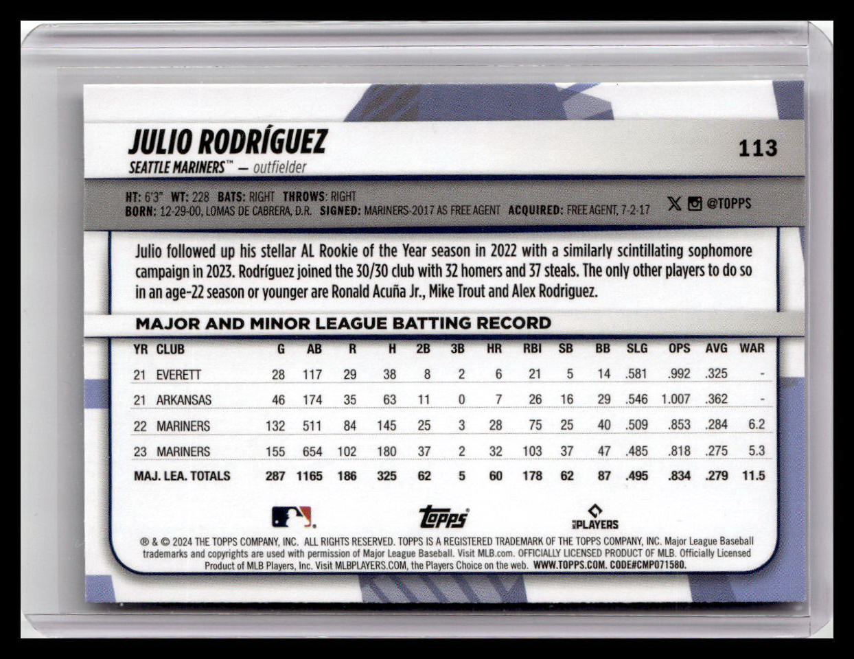 2024 Topps Big League #113 Julio Rodriguez