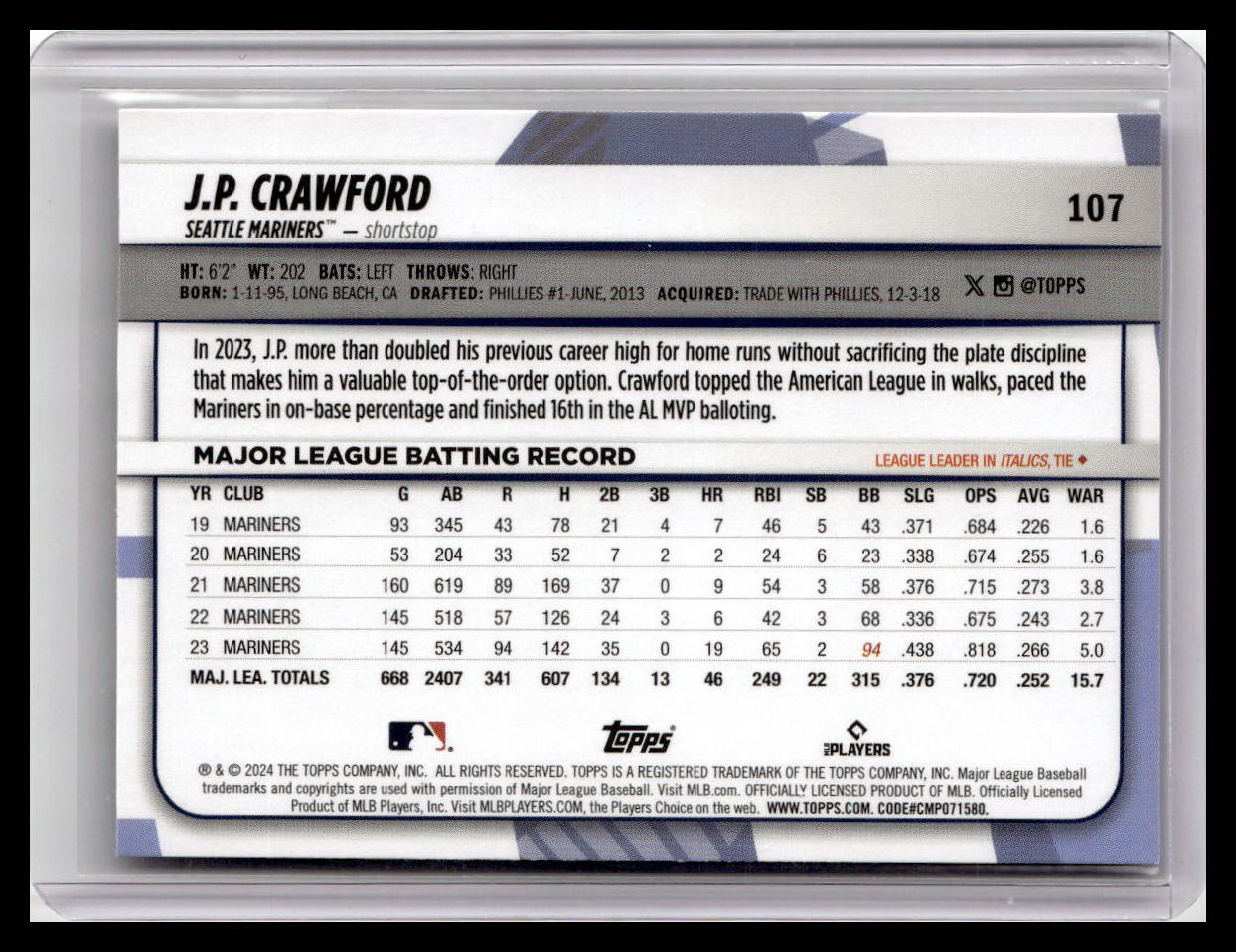 2024 Topps Big League #107 J.P. Crawford