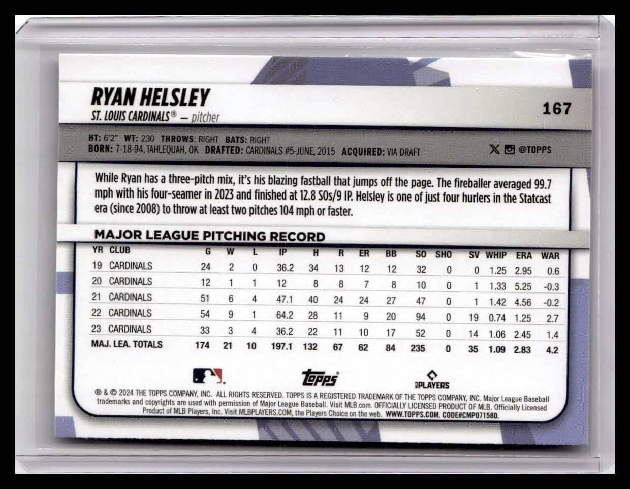 2024 Topps Big League #167 Ryan Helsley