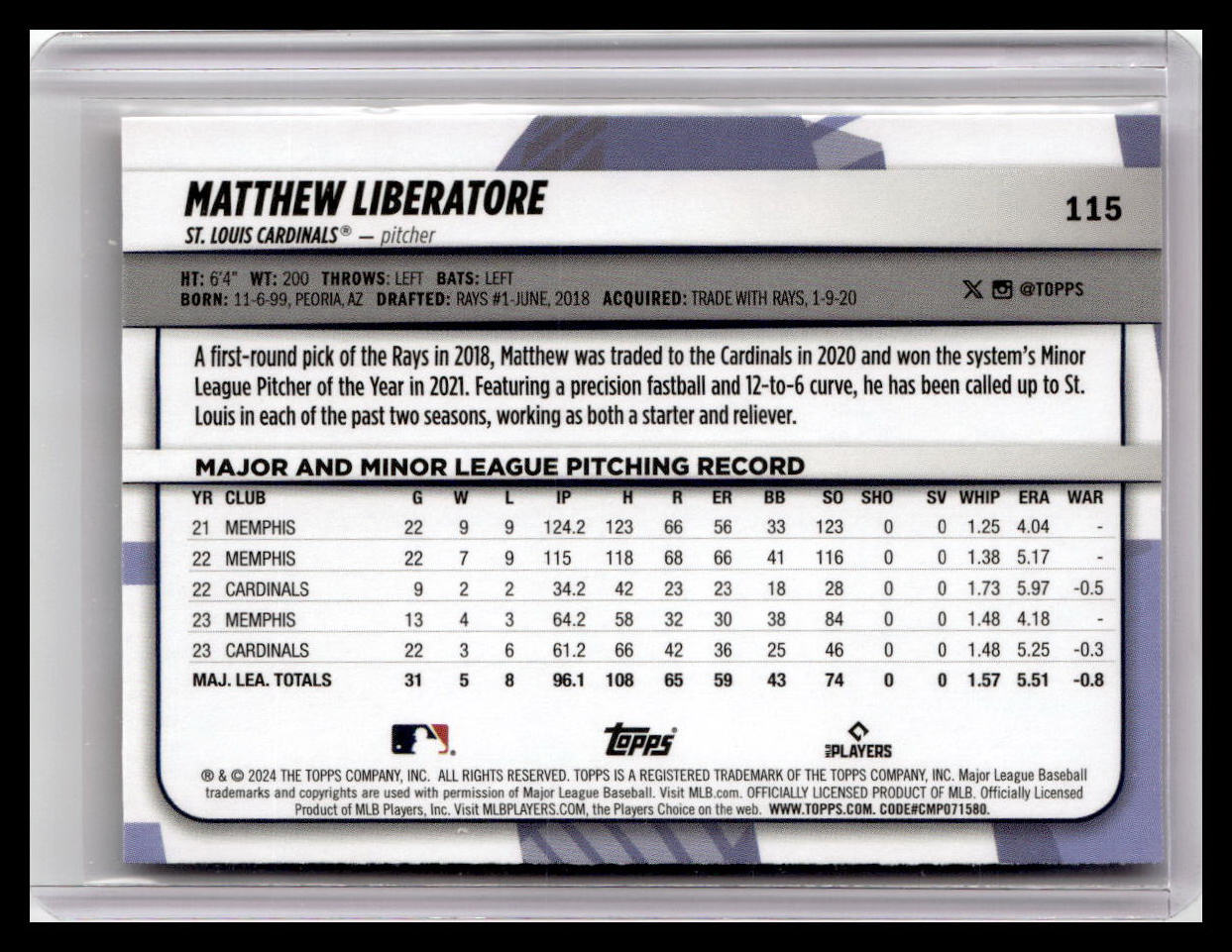 2024 Topps Big League #115 Matthew Liberatore