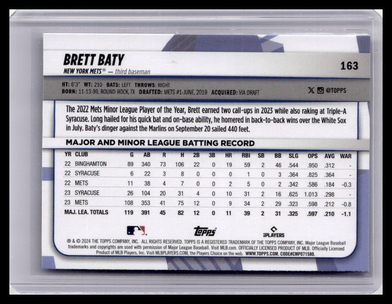 2024 Topps Big League #163 Brett Baty