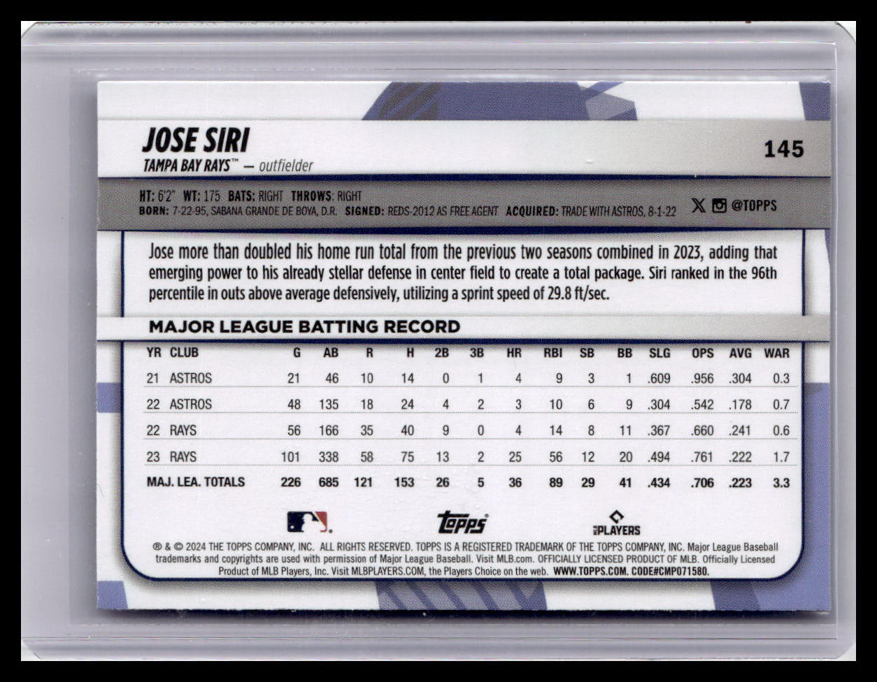 2024 Topps Big League #145 Jose Siri