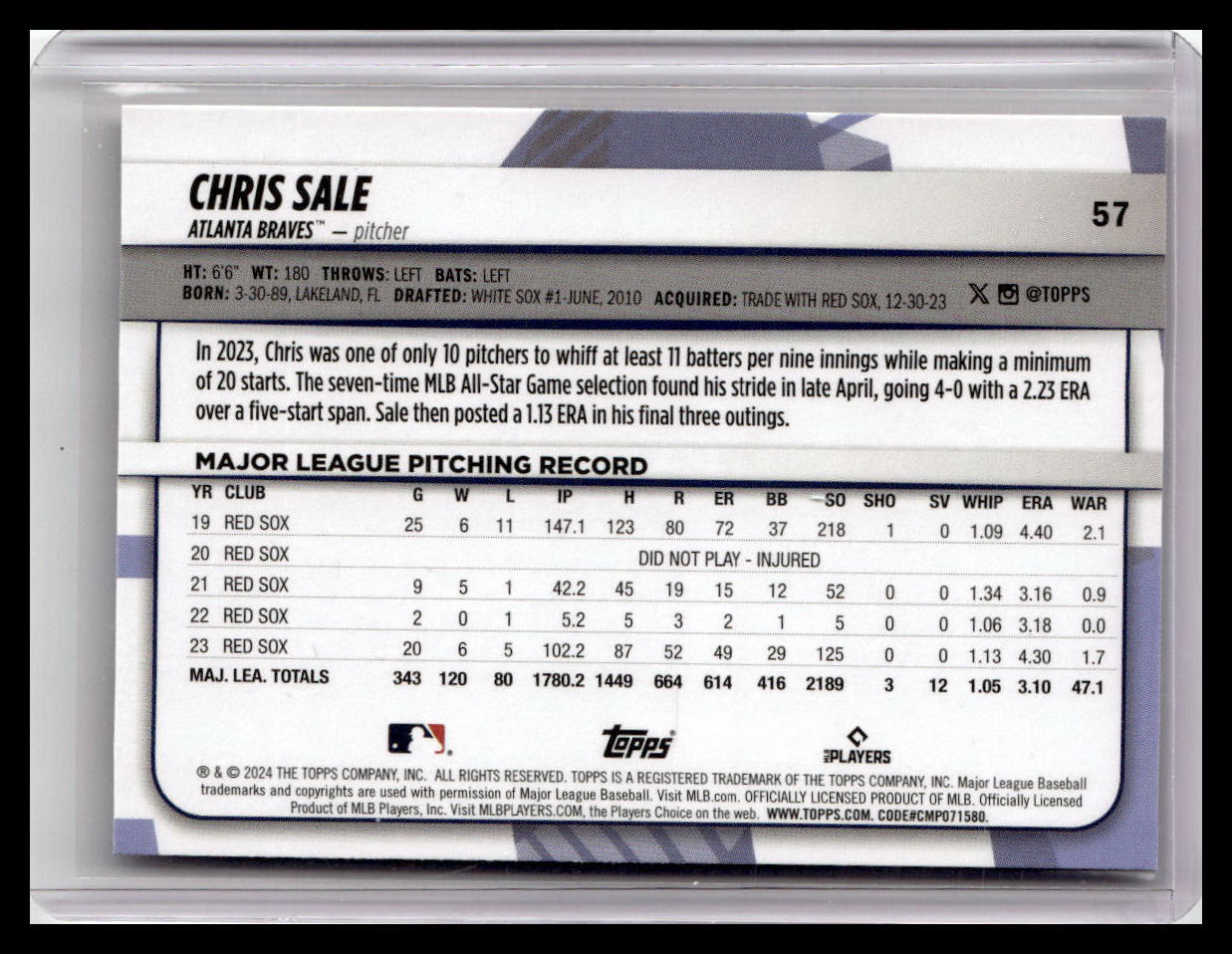 2024 Topps Big League #57 Chris Sale