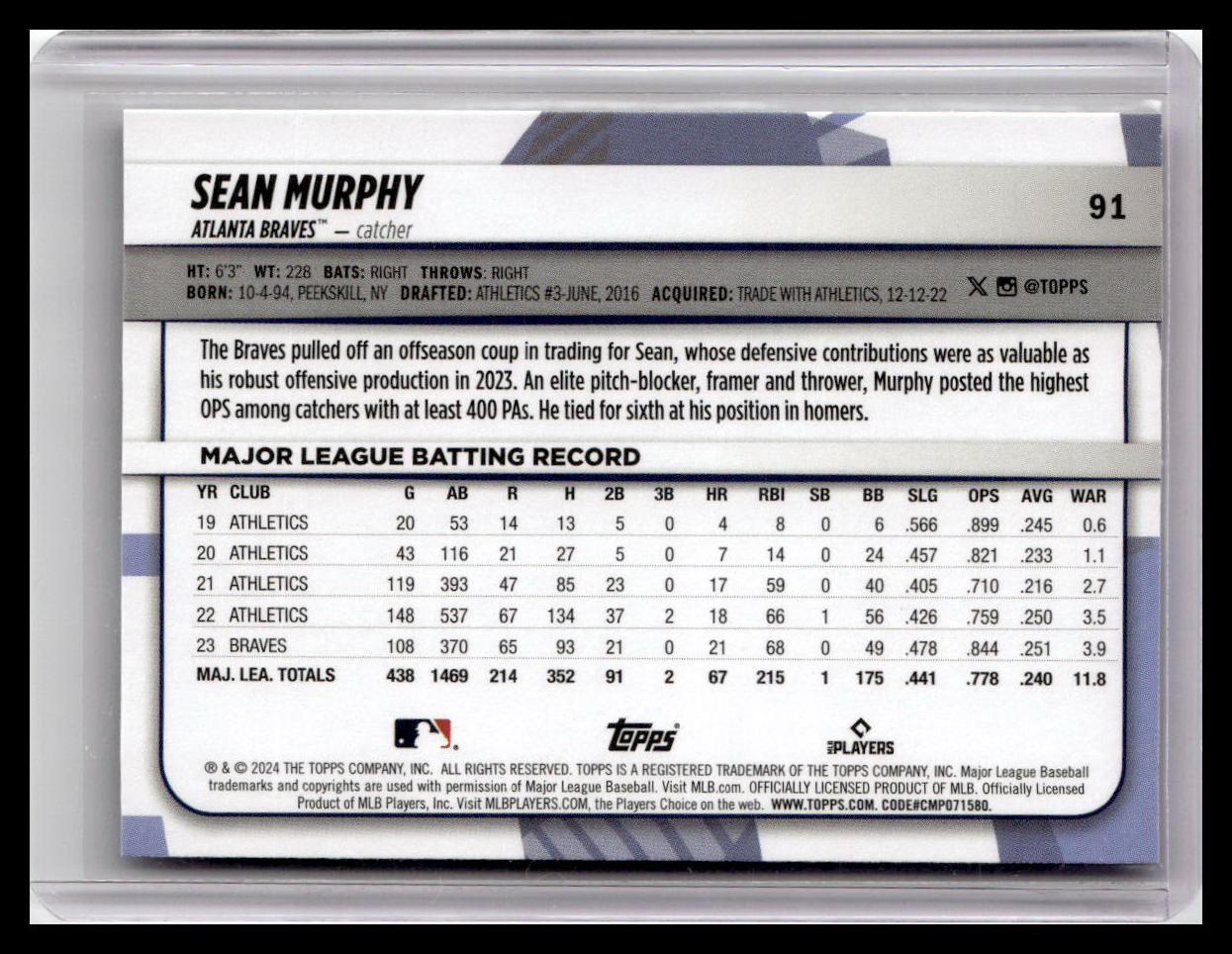 2024 Topps Big League #91 Sean Murphy