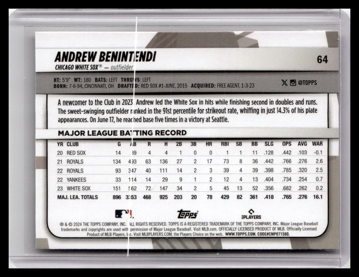 2024 Topps Big League #64 Andrew Benintendi