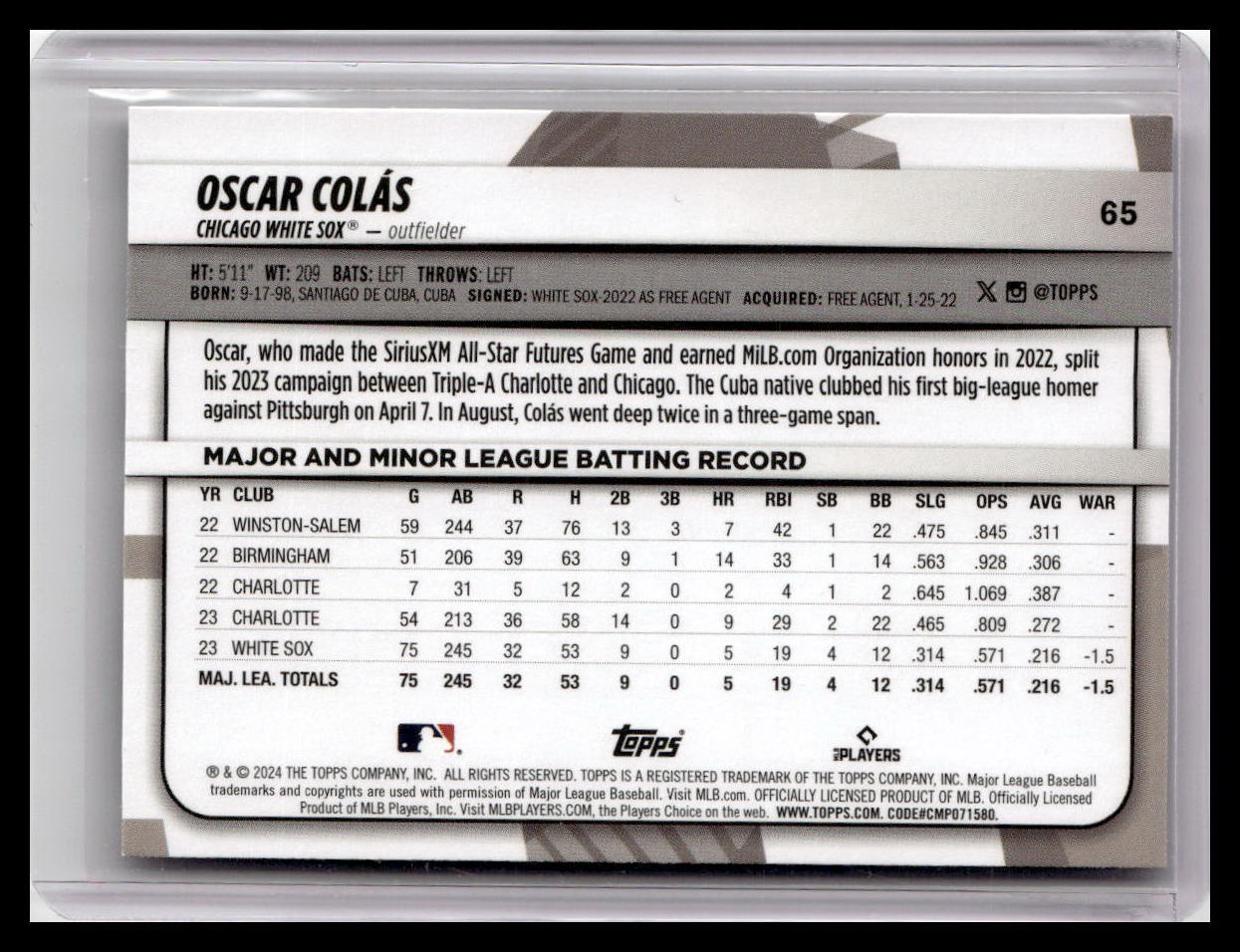 2024 Topps Big League #65 Oscar Colás