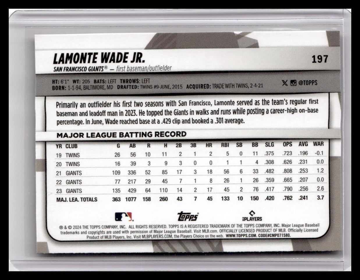 2024 Topps Big League #197 Lamonte Wade Jr.