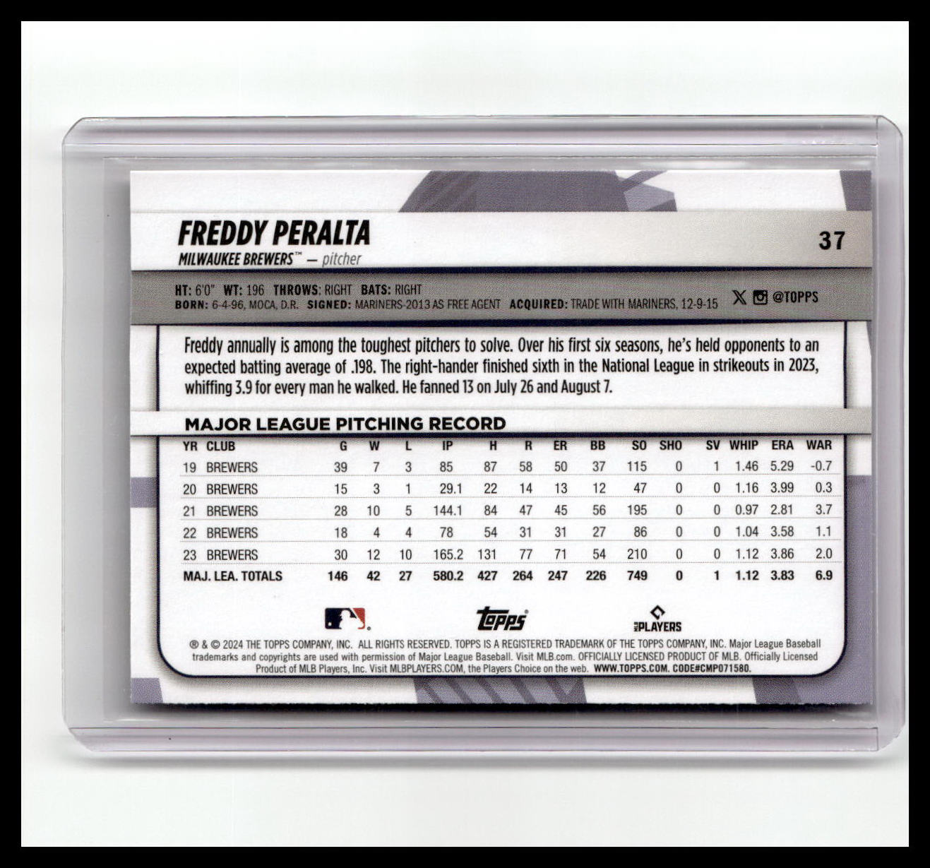 2024 Topps Big League #37 Freddy Peralta