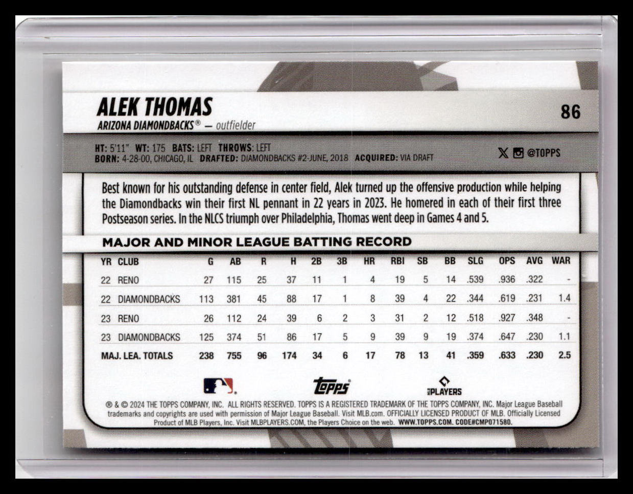 2024 Topps Big League #86 Alek Thomas