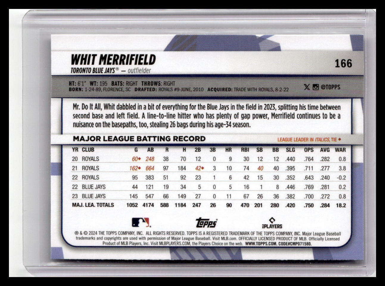 2024 Topps Big League #166 Whit Merrifield