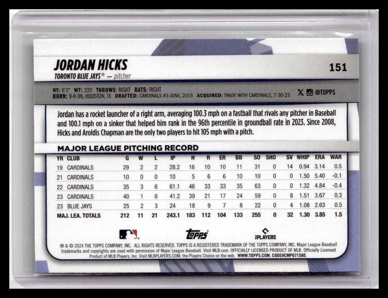 2024 Topps Big League #151 Jordan Hicks