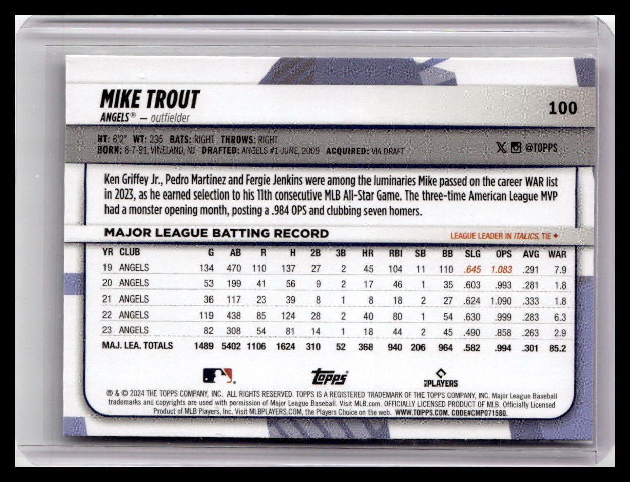 2024 Topps Big League #100 Mike Trout