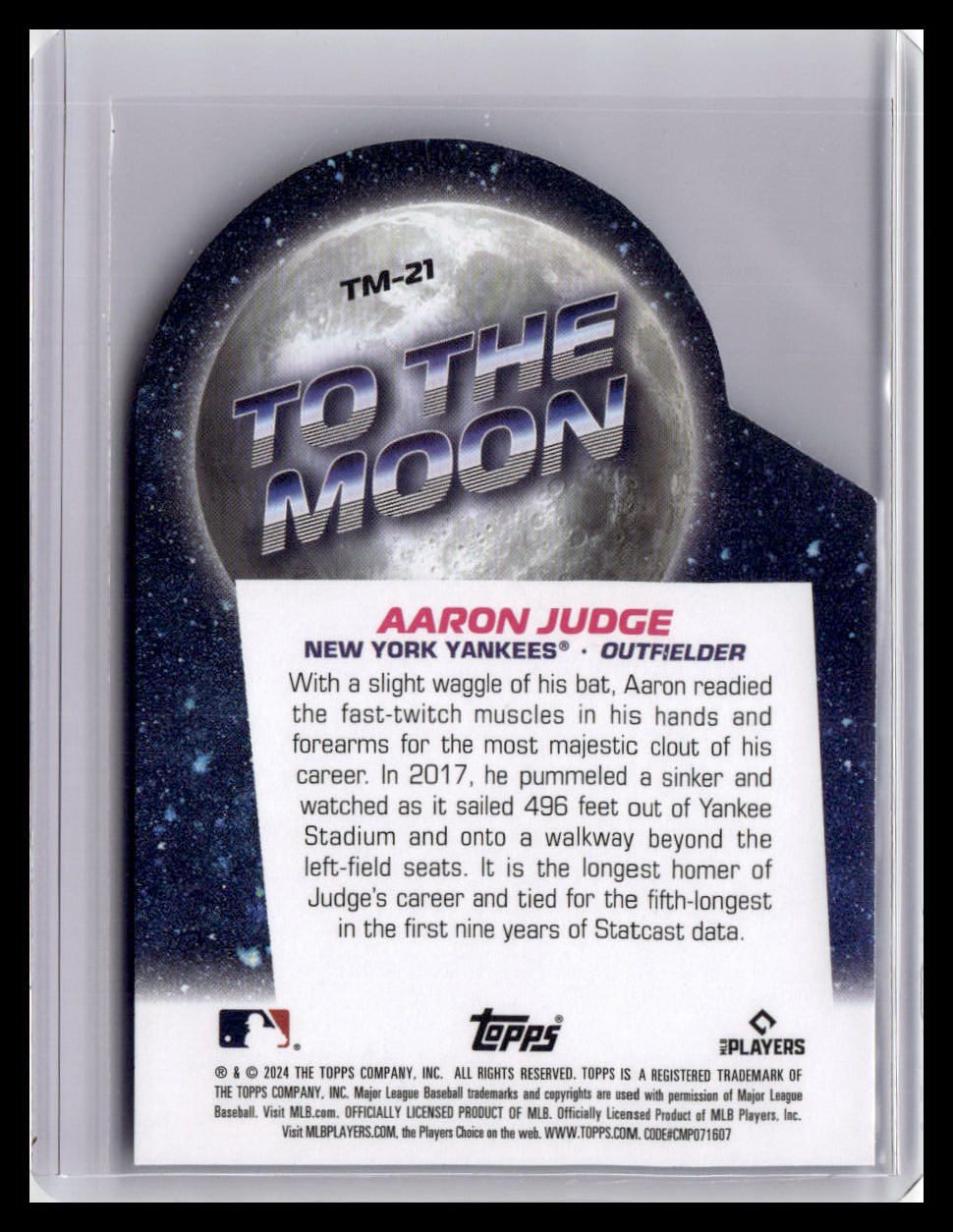 2024 Topps Big League #TM-21 Aaron Judge To the Moon Die Cuts