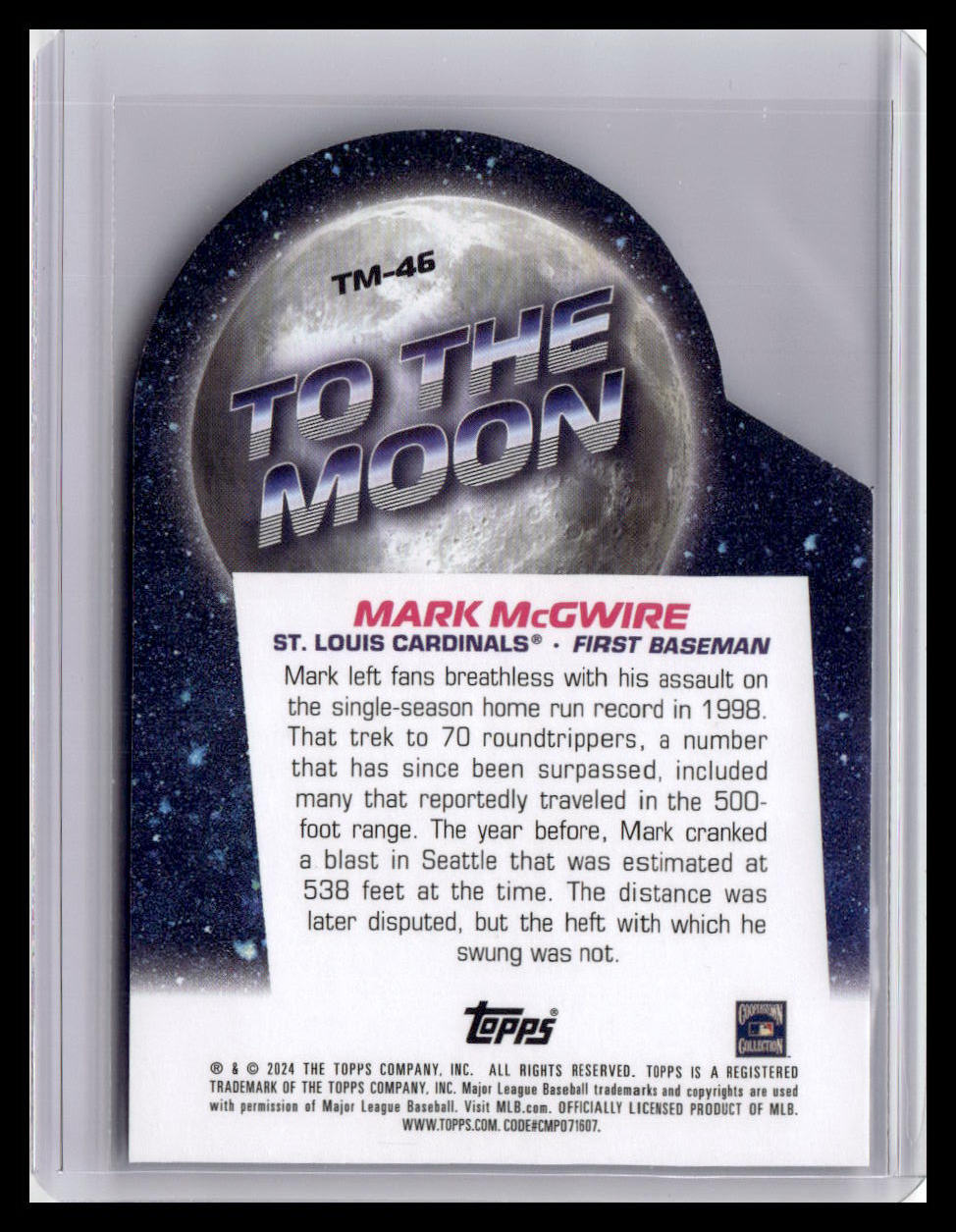 2024 Topps Big League #TM-46 Mark McGwire To the Moon Die Cuts