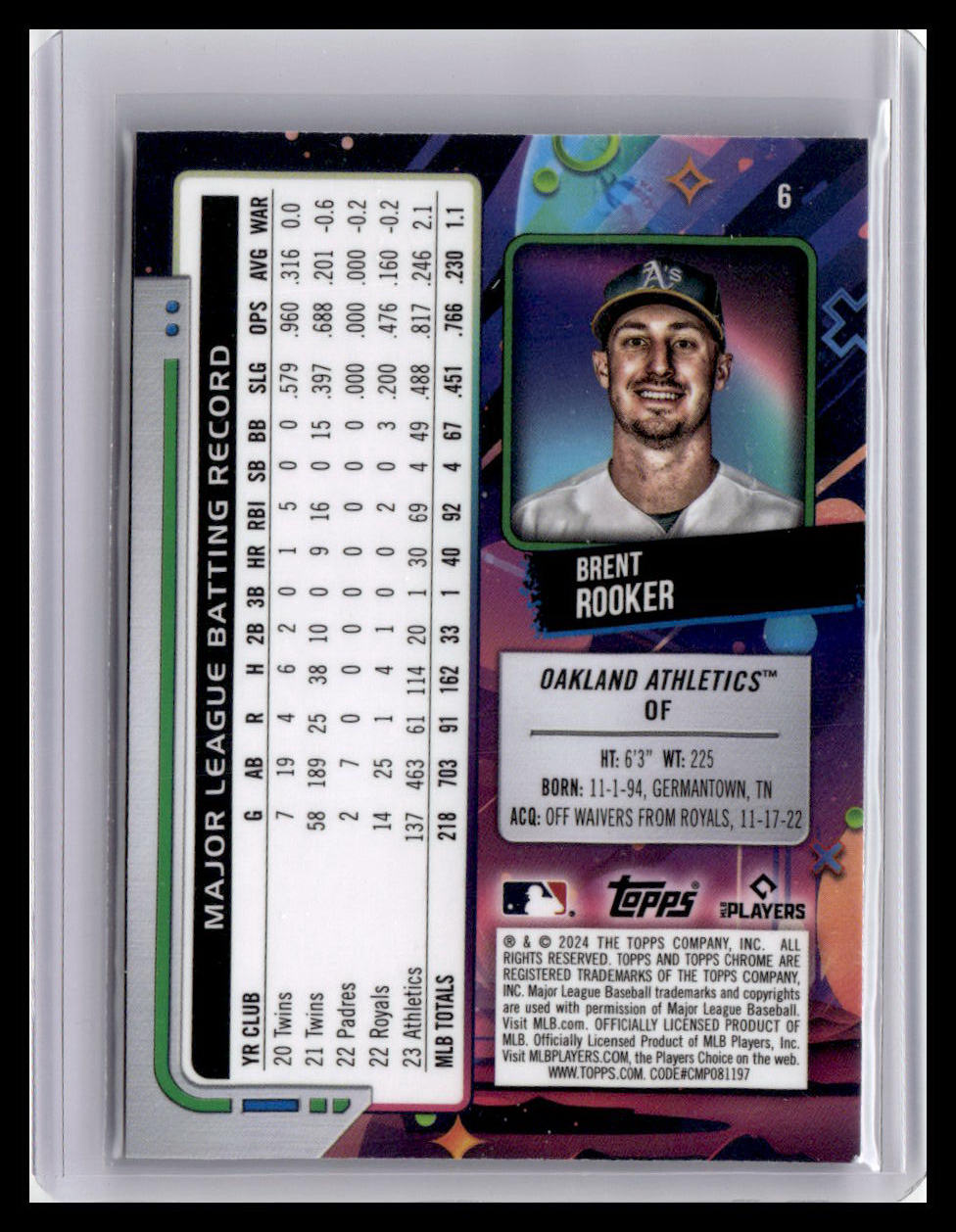 2024 Topps Chrome Cosmic #6 Brent Rooker