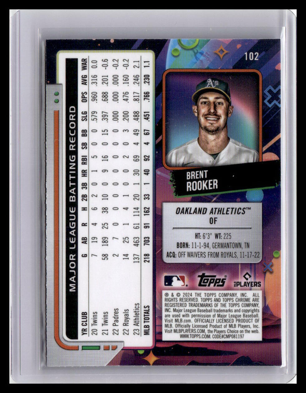 2024 Topps Chrome Cosmic #102 Brent Rooker