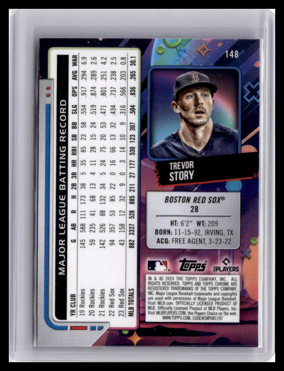 2024 Topps Chrome Cosmic #148 Trevor Story