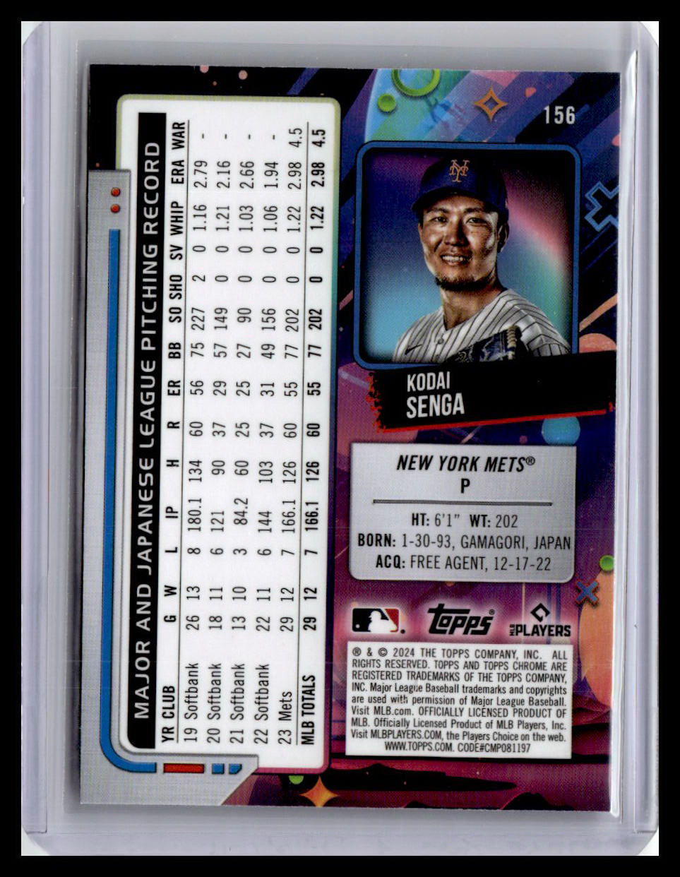 2024 Topps Chrome Cosmic #156 Kodai Senga