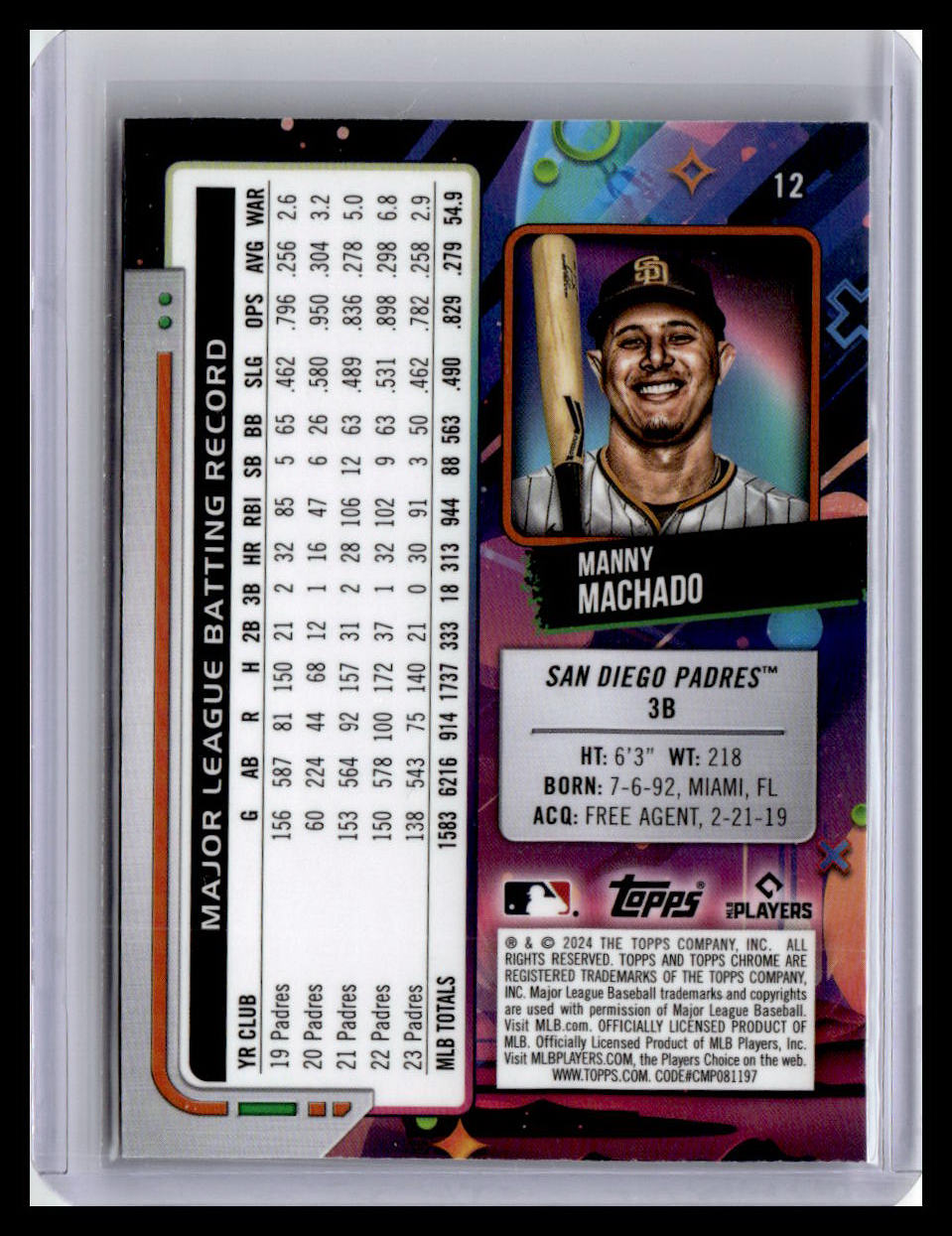 2024 Topps Chrome Cosmic #12 Manny Machado