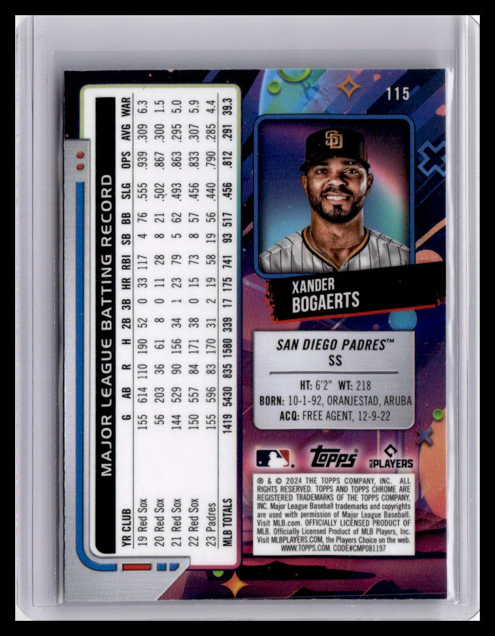 2024 Topps Chrome Cosmic #115 Xander Bogaerts