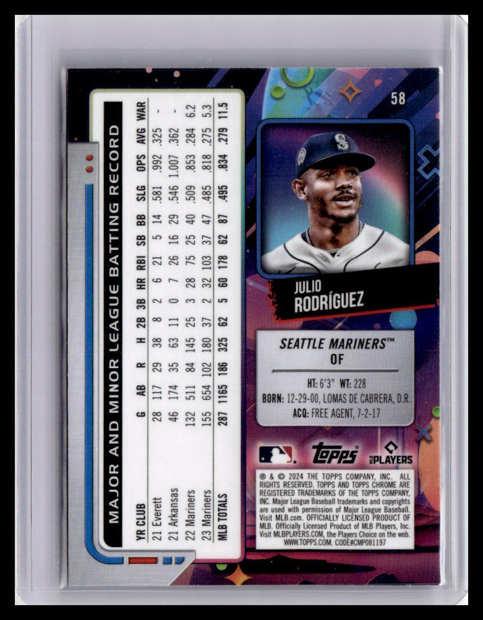 2024 Topps Chrome Cosmic #58 Julio Rodríguez
