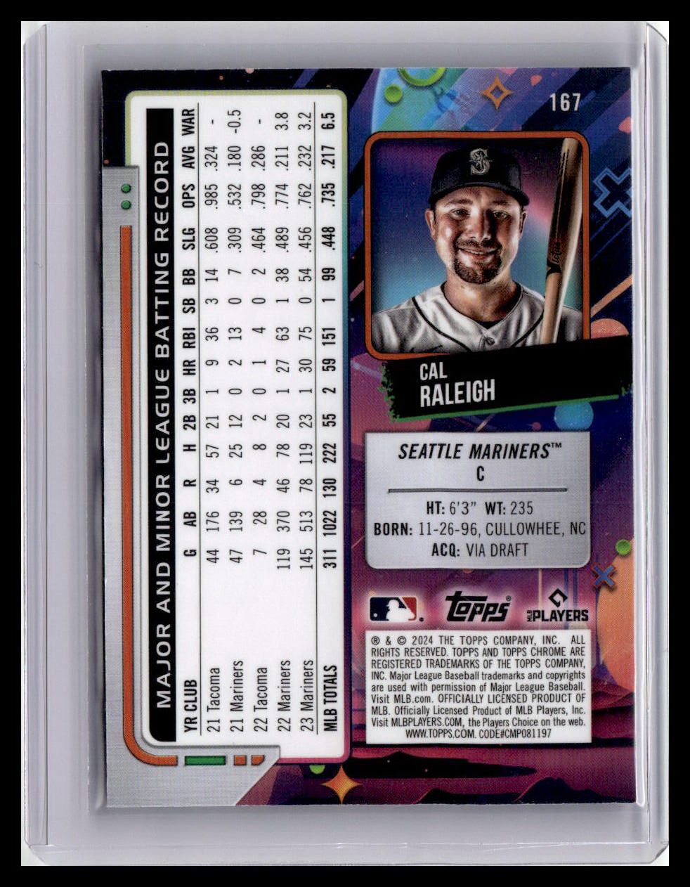 2024 Topps Chrome Cosmic #167 Cal Raleigh