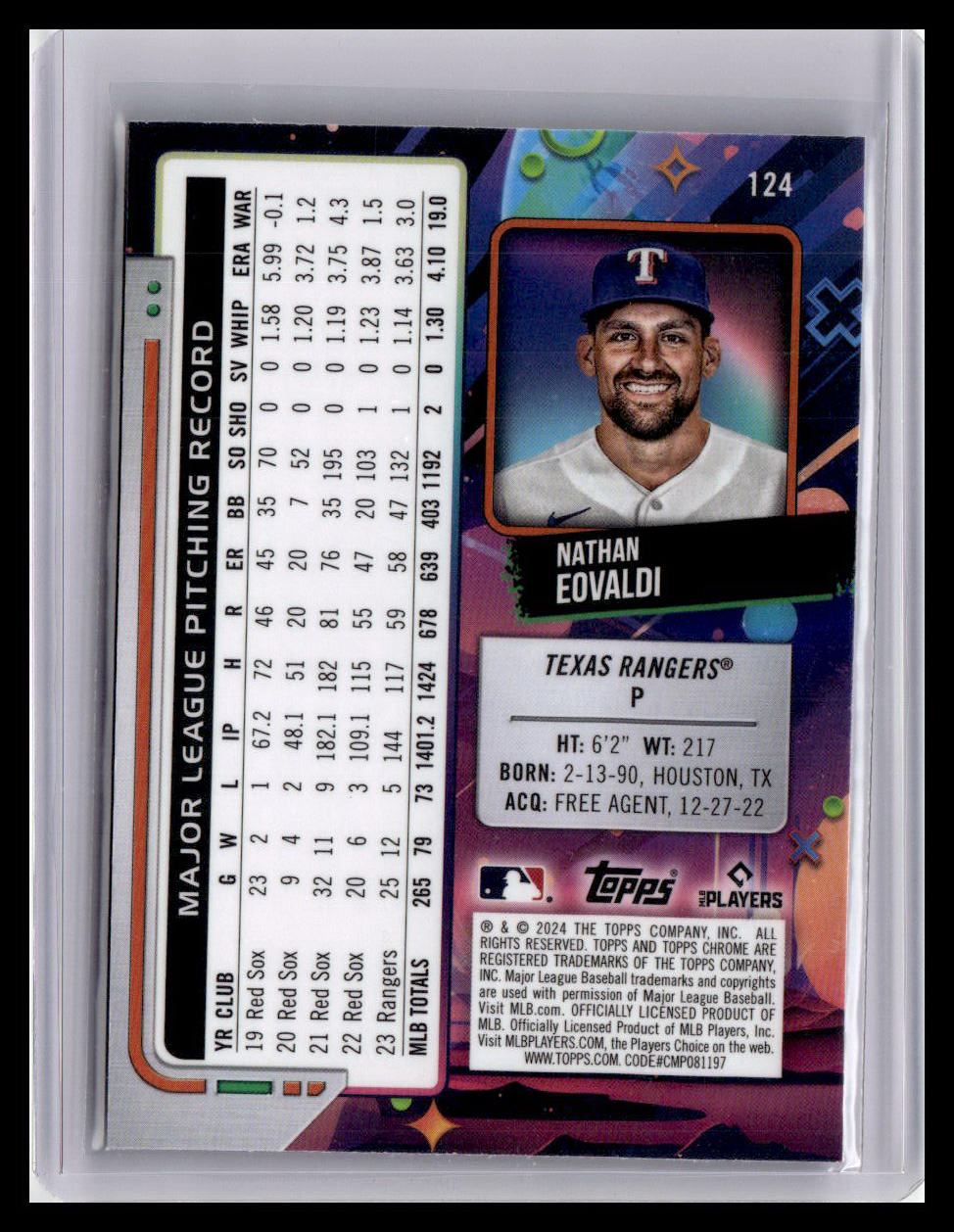 2024 Topps Chrome Cosmic #124 Nathan Eovaldi
