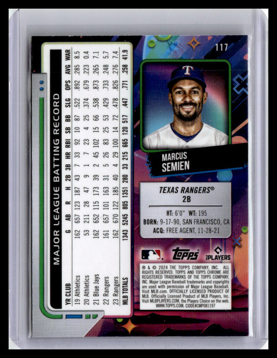 2024 Topps Chrome Cosmic #117 Marcus Semien