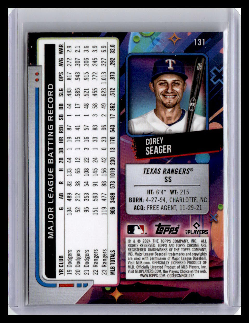 2024 Topps Chrome Cosmic #131 Corey Seager