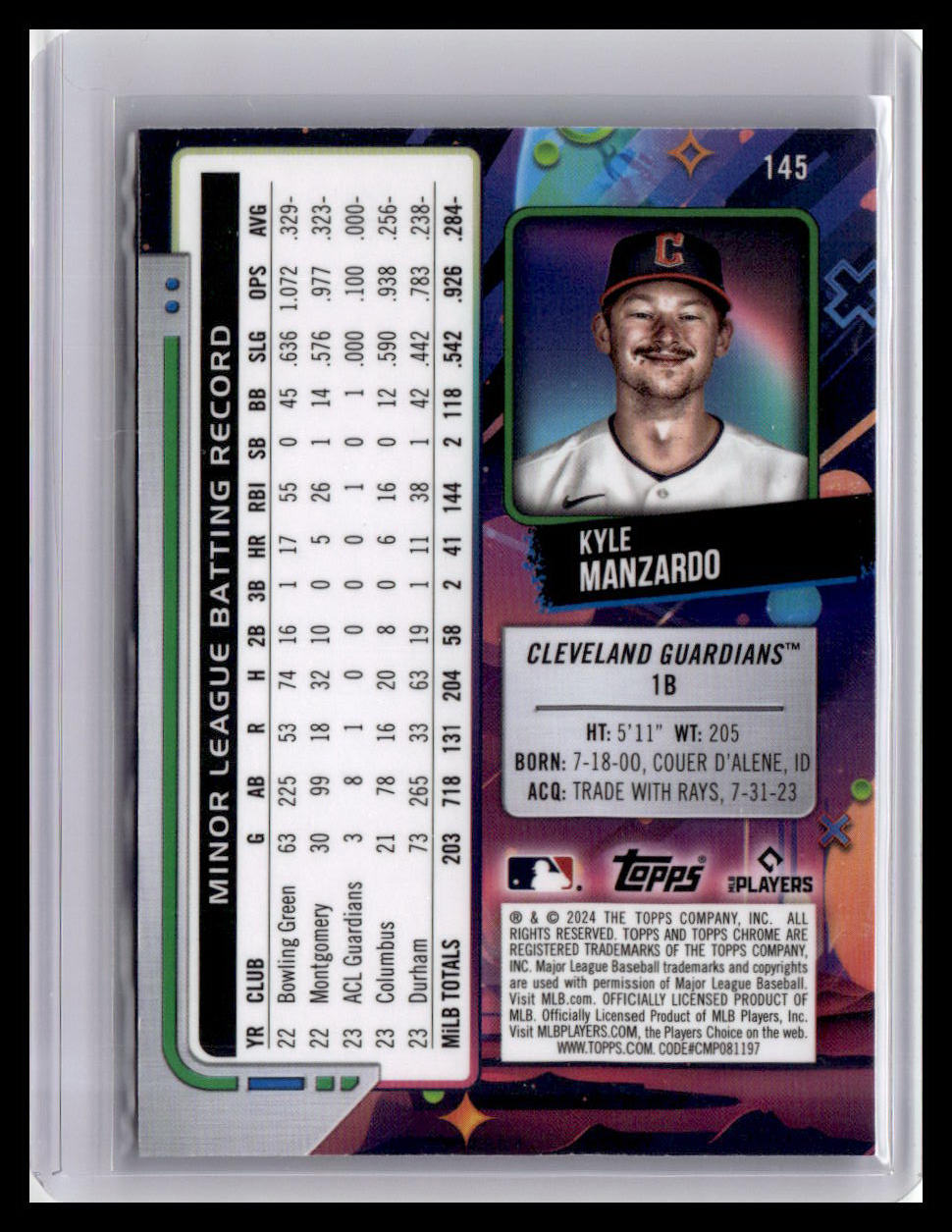 2024 Topps Chrome Cosmic #145 Kyle Manzardo