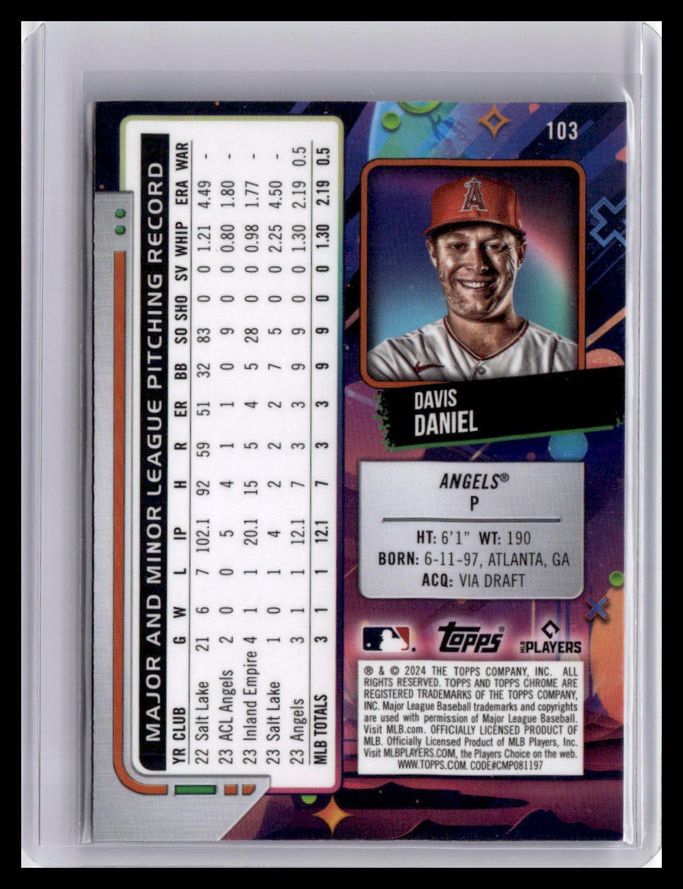 2024 Topps Chrome Cosmic #103 Davis Daniel
