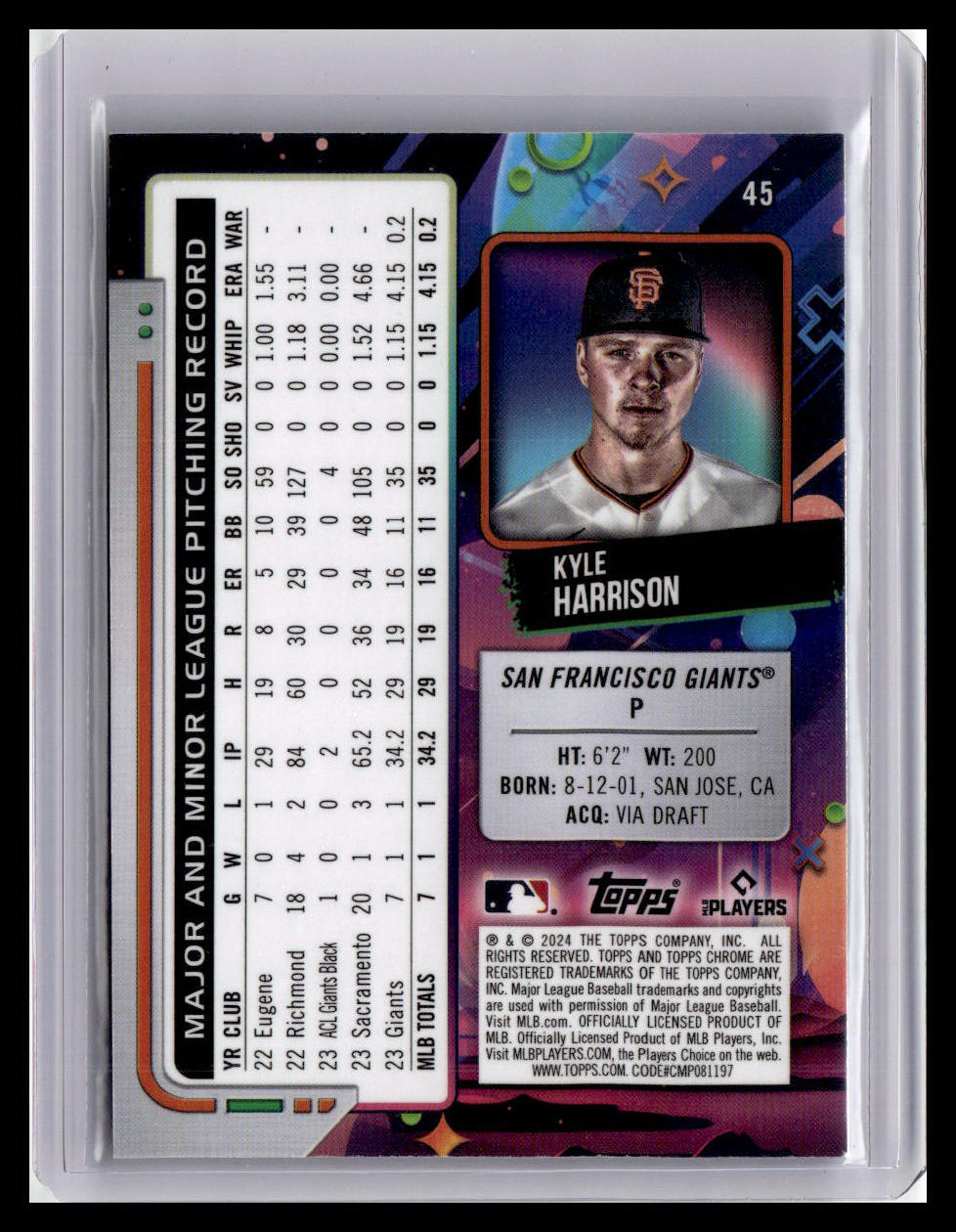 2024 Topps Chrome Cosmic #45 Kyle Harrison