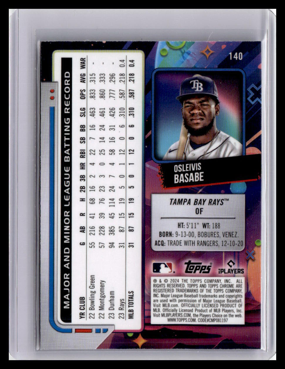2024 Topps Chrome Cosmic #140 Osleivis Basabe