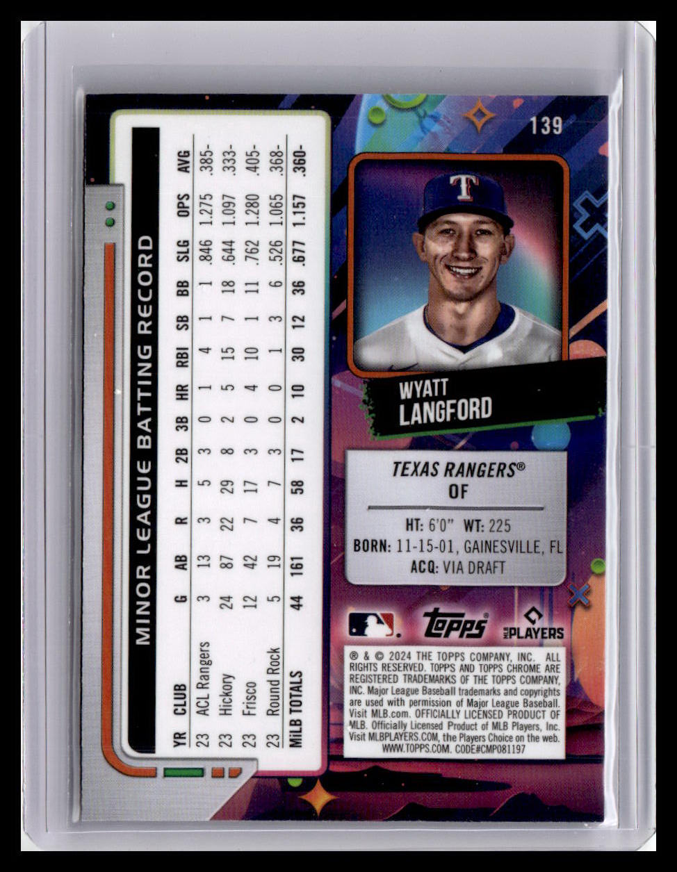 2024 Topps Chrome Cosmic #139 Wyatt Langford