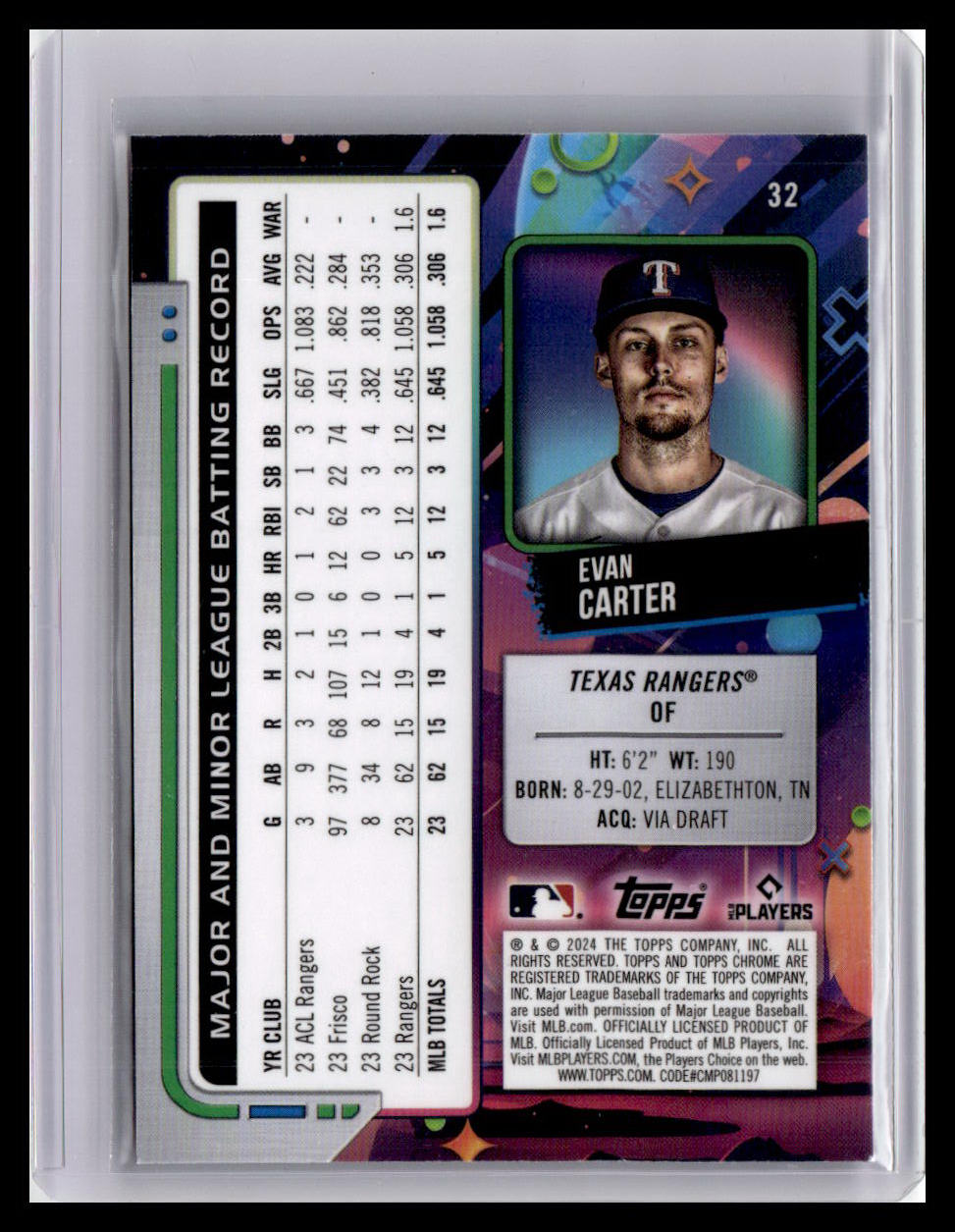 2024 Topps Chrome Cosmic #32 Evan Carter