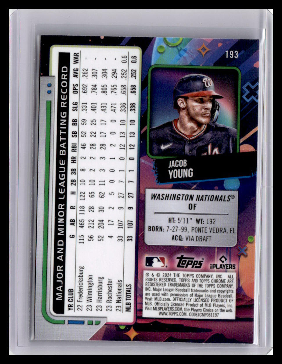 2024 Topps Chrome Cosmic #193 Jacob Young