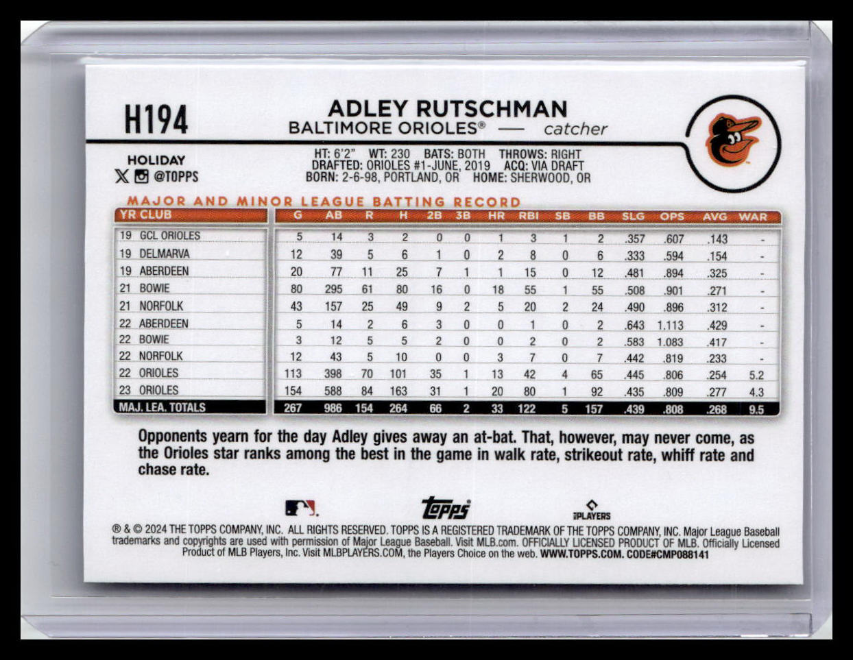 2024 Topps Holiday #H194 Adley Rutschman
