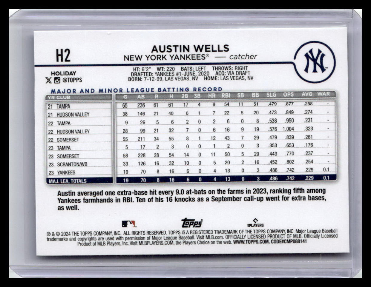 2024 Topps Holiday #H2 Austin Wells