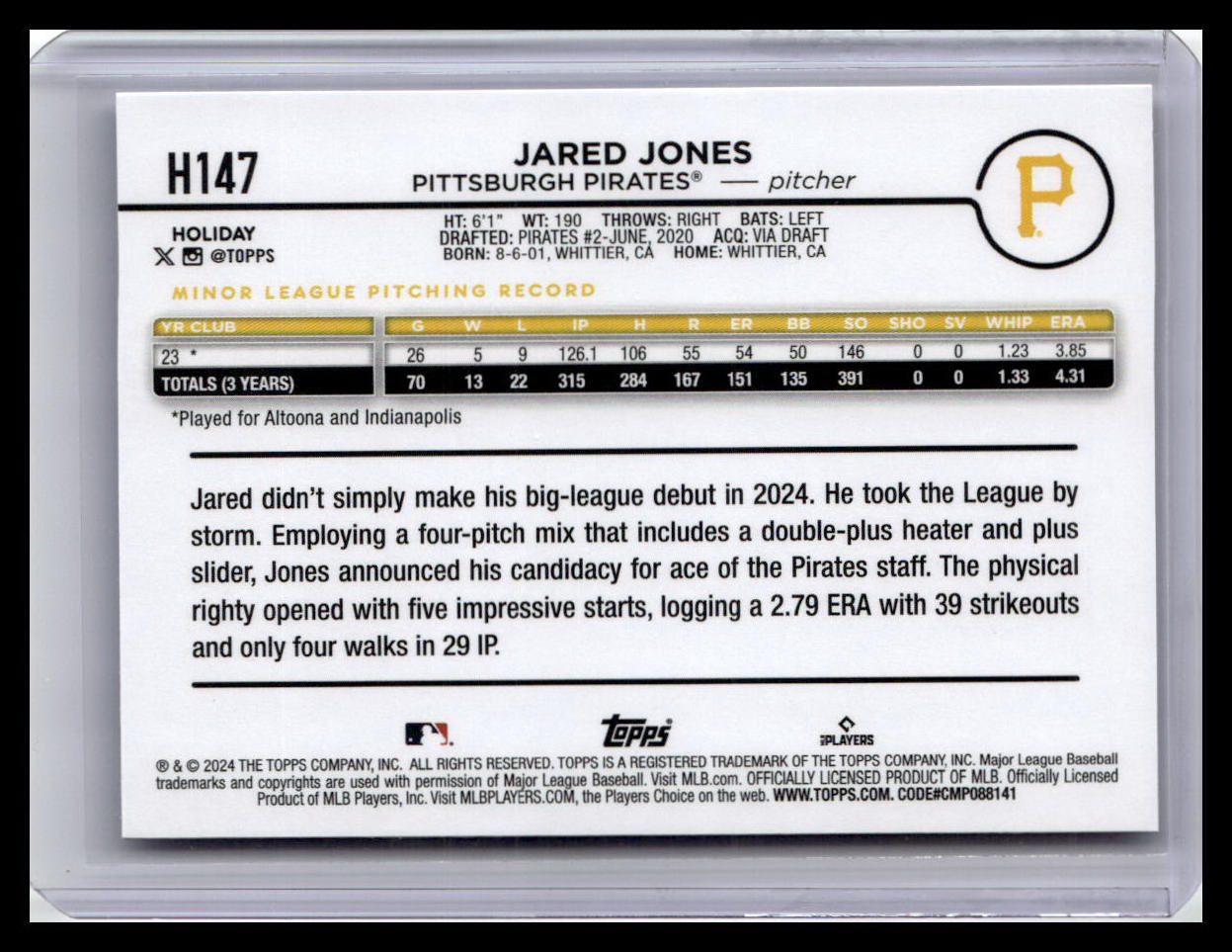 2024 Topps Holiday #H147 Jared Jones