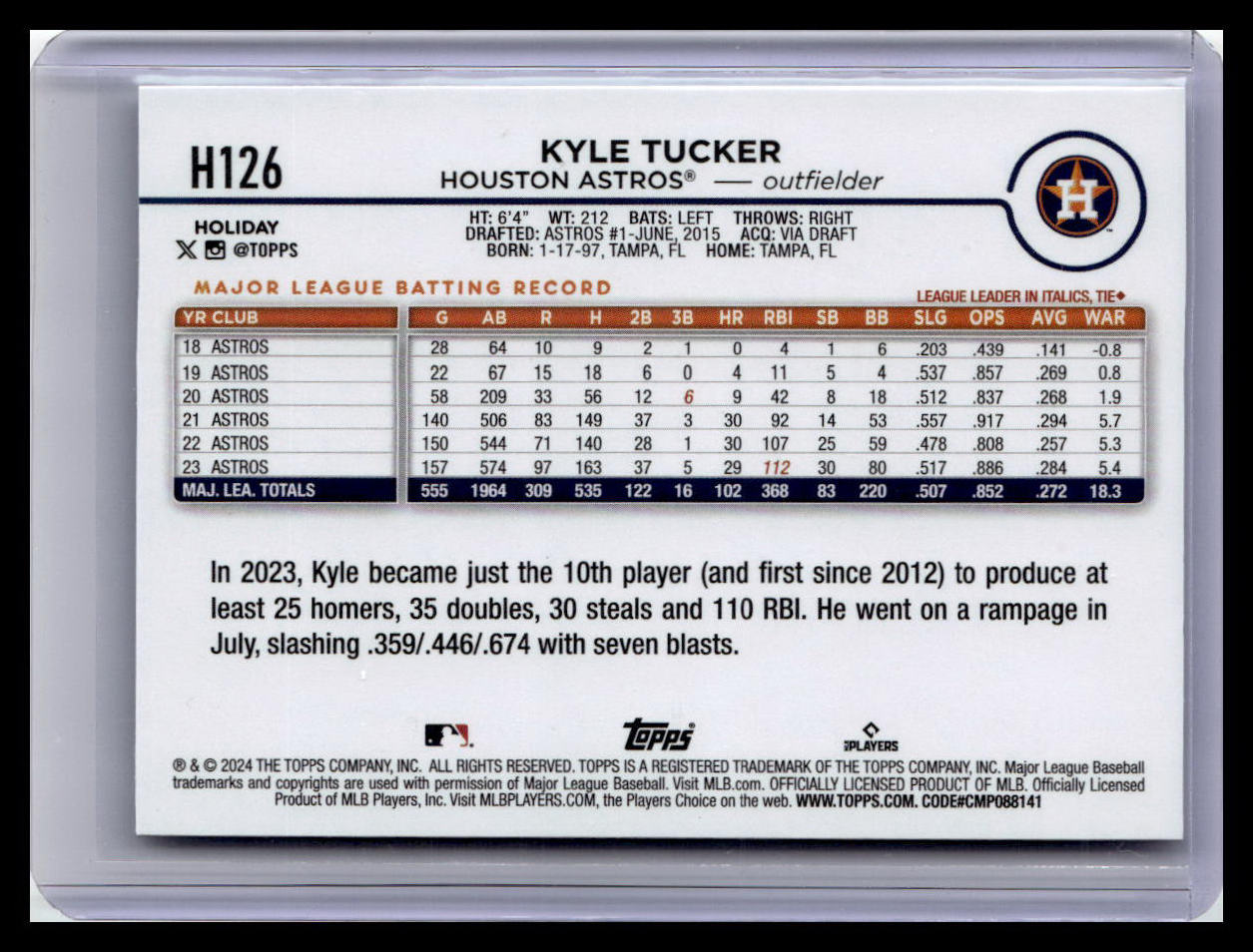 2024 Topps Holiday #H126 Kyle Tucker