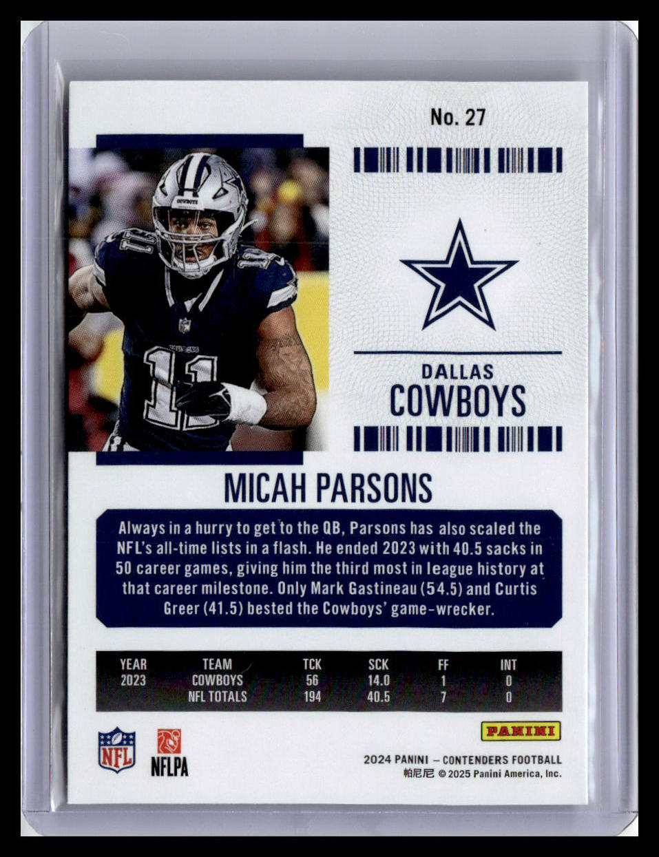 2024 Panini Contenders #27 Micah Parsons