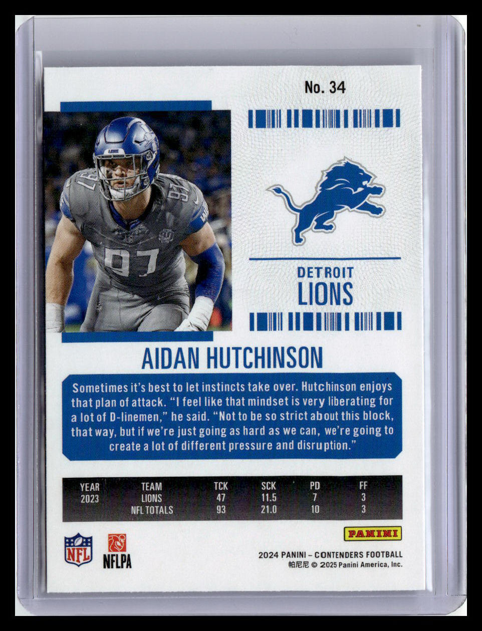 2024 Panini Contenders #34 Aidan Hutchinson