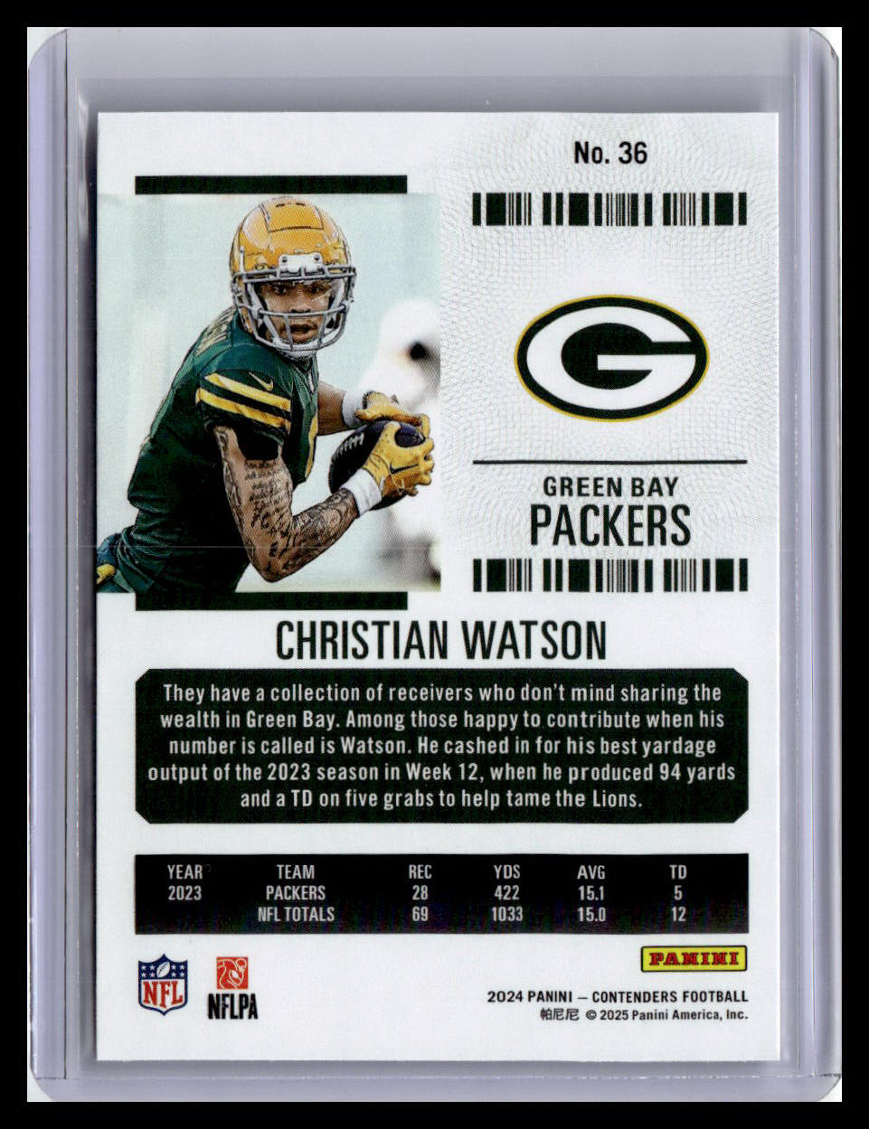 2024 Panini Contenders #36 Christian Watson